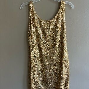 Auditions Fashion — short sequined dress —  Gold | size: large